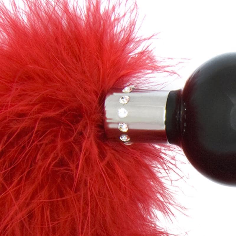 Limited Eidtion Red Glass Dildo With Feather Tail & Stand