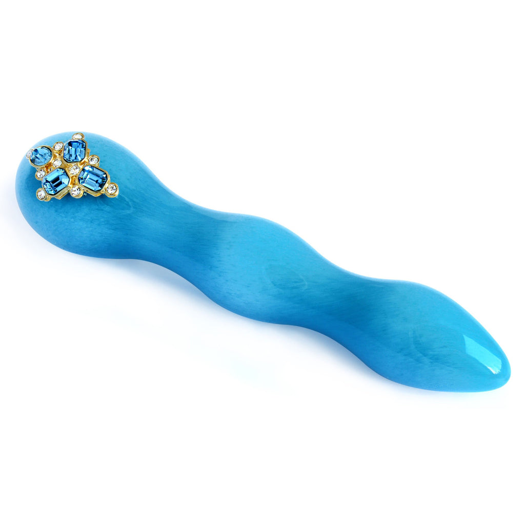 Aqua Swarovski Glass Dildo