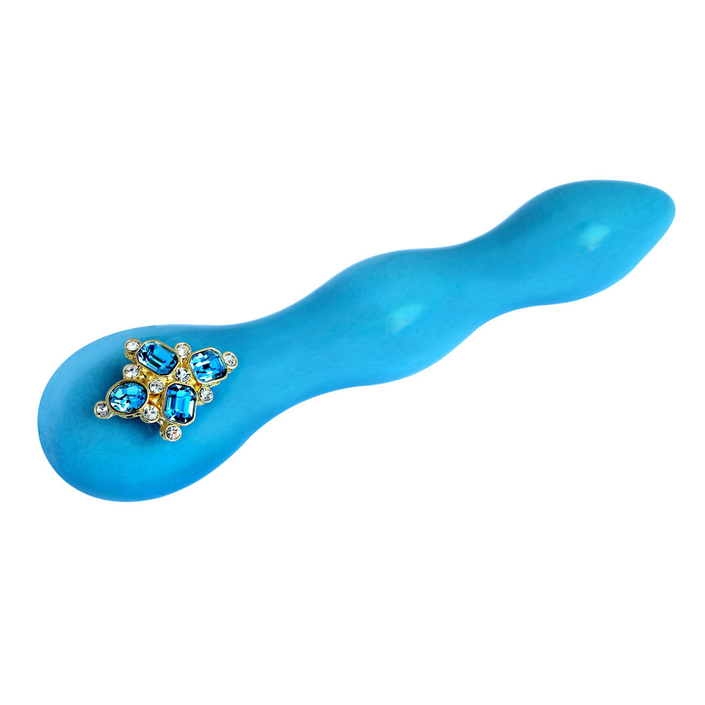 Aqua Swarovski Glass Dildo