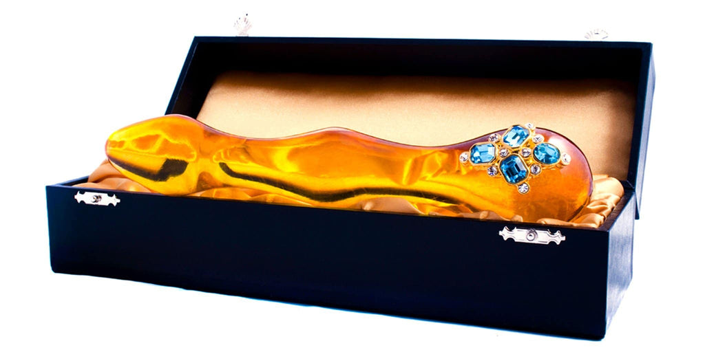 Amber Swarovski Glass Dildo