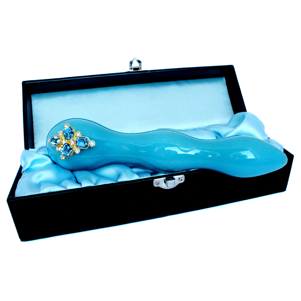 Aqua Swarovski Glass Dildo